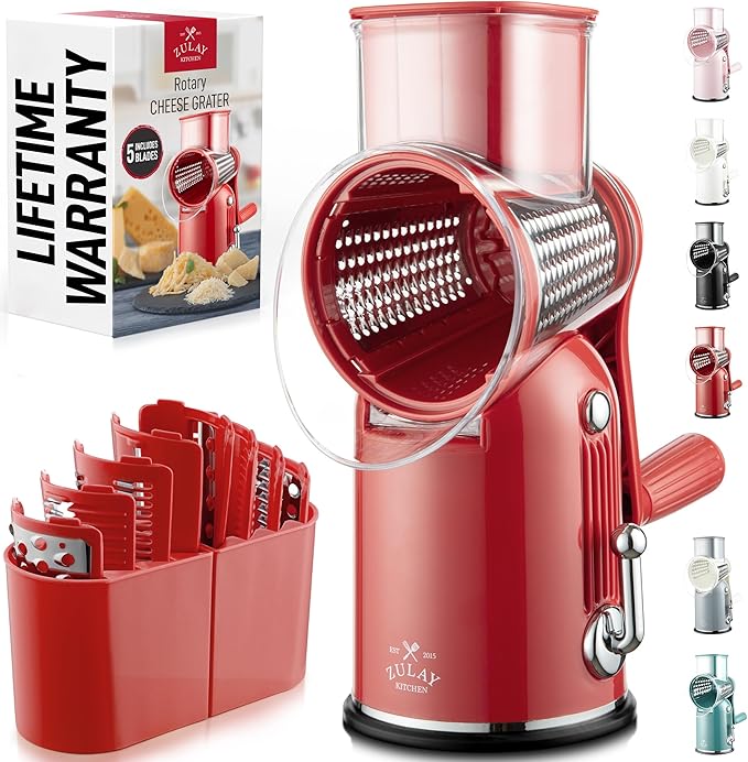 Zulay Kitchen Rotary Cheese Grater 5 Blade Cheese Shredder by ZulayKitchen