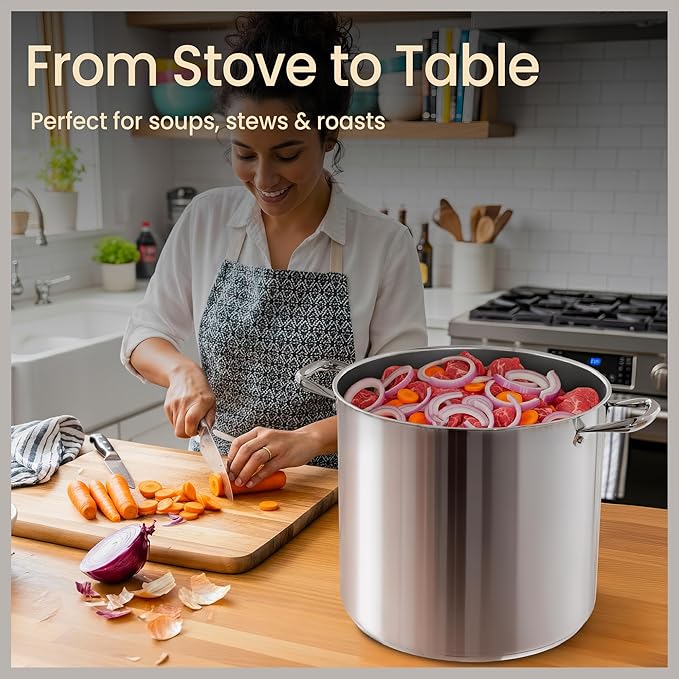 Stainless Steel Stockpot with Tempered Glass Lid 16 Quart, Durable 18/0 - Image 5