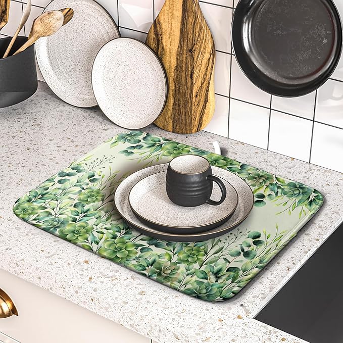 Giwawa Spring Summer Leaf Dish Drying Mat - Image 5
