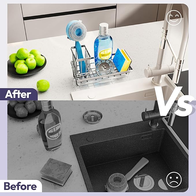 SWTYMIKI Kitchen Sink Caddy Sponge Holder, Kitchen Sink Organzier and Storage - Image 6