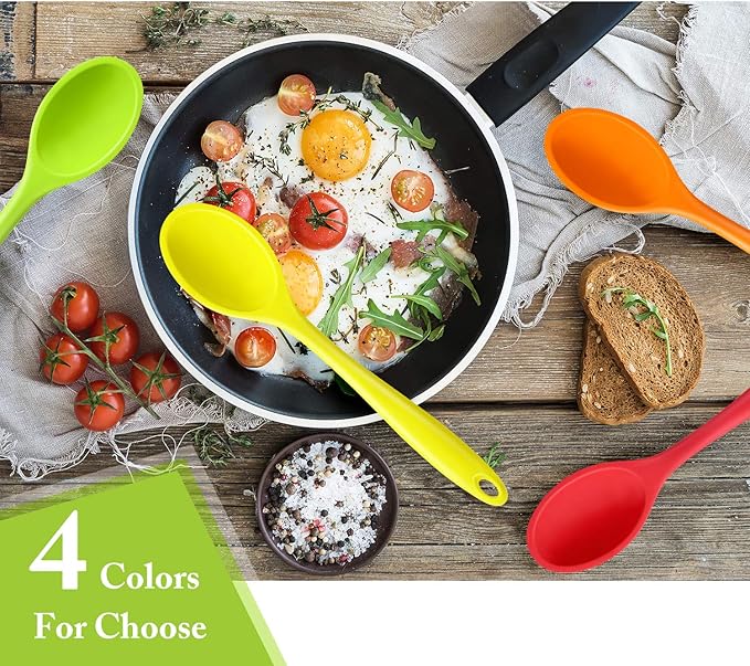 Shappy 4 Pieces Silicone Cooking Spoons 10.6 Inch Heat Resistant Kitchen Spoons - Image 5
