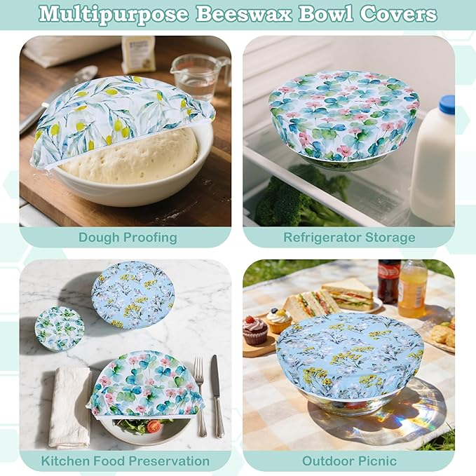 5-Size Reusable Beeswax Bowl Covers - Image 5