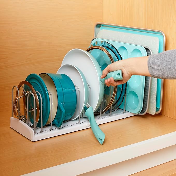YouCopia StoreMore Expandable Pan and Lid Rack, 12.5"-22" Wide Adjustable Pan - Image 5