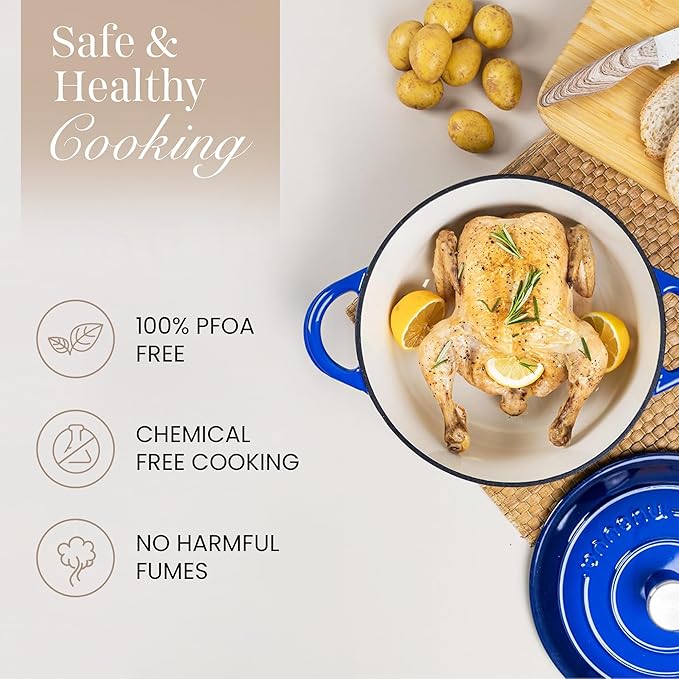 Cast Iron Pot with Lid – Non-Stick Ovenproof Enamelled Casserole Pot, Oven Safe - Image 4