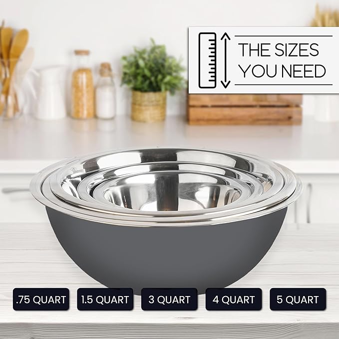 WHYSKO Meal Prep Stainless Steel Mixing Bowls Set, Refrigerator, and Kitchen - Image 7