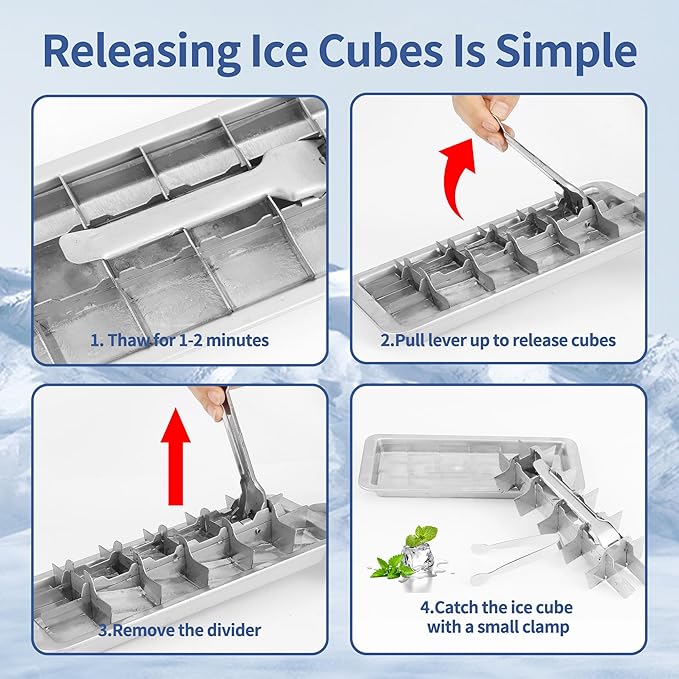 Stainless Steel Ice Cube Trays for Freezer, 18-Slot Vintage Inspired Design - Image 4
