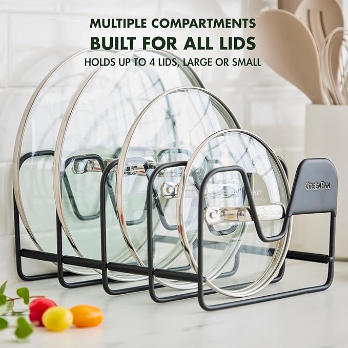 GreenPan Stainless Steel Wire Pots and Pans Lid Storage Rack, Holds 4 Lid Covers - Image 3