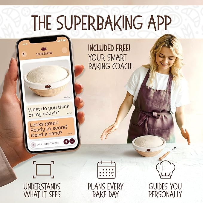 Superbaking Sourdough Proofing Basket Gift Set, Round 9" & Oval 10" Banneton - Image 3