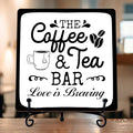 Coffee Bar Sign, Love is Brewing Farmhouse Tabletop Decor, Coffee and Tea Lover by TIRYWT