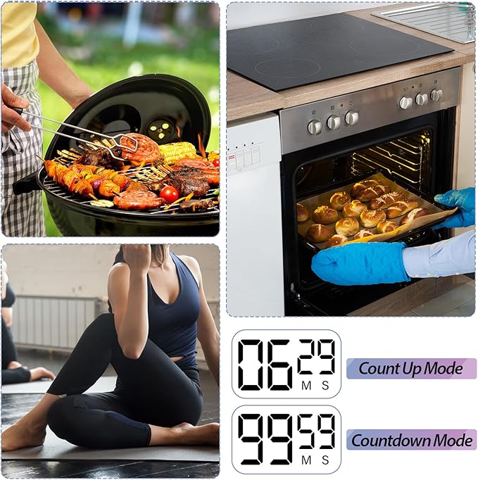 Weewooday 24 Pcs Digital Kitchen Timer Magnetic Timer Bulk On/Off Switch Minute - Image 2
