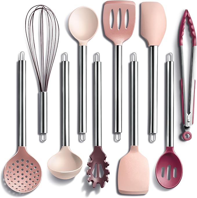 COOK WITH COLOR Silicone Cooking Utensils, Kitchen Utensil Set, Cooking Utensils by CookwithColor