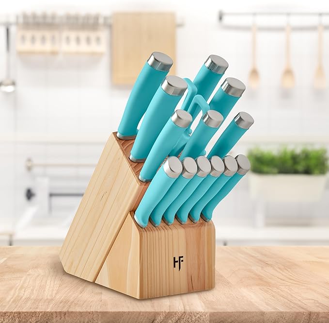 Hampton Forge Epicure True Aqua Knife Block Set, 15 Piece - Image 3