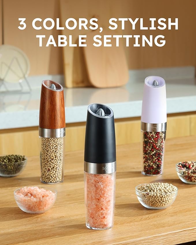 Sangcon Gravity Electric Salt and Pepper Grinder Set Shakers UPGRADED 9OZ XL - Image 7