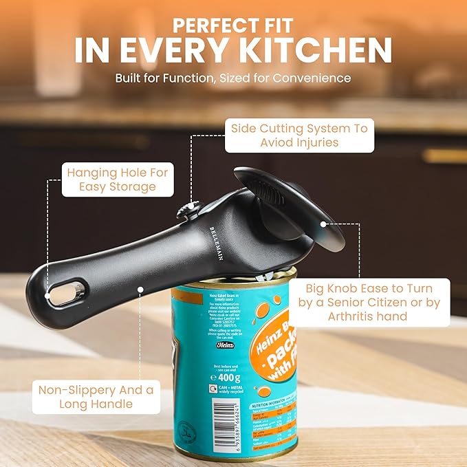 Bellemain- Safe Cut Stainless Steel Ergonomic Can Opener, Smooth Edge Perfect - Image 7