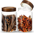 Airtight Glass Jars with Wooden Lid Glass Spice Jar Round Glass Storage Canister by Patoper