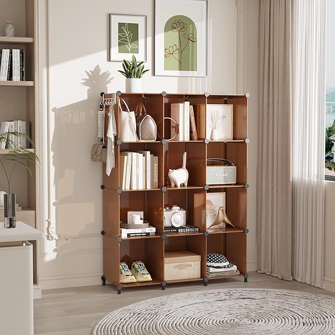 AWTATOS Cube Storage Organizer, Storage Cubes Shelves Bookshelf, 12 Cube Closet - Image 2