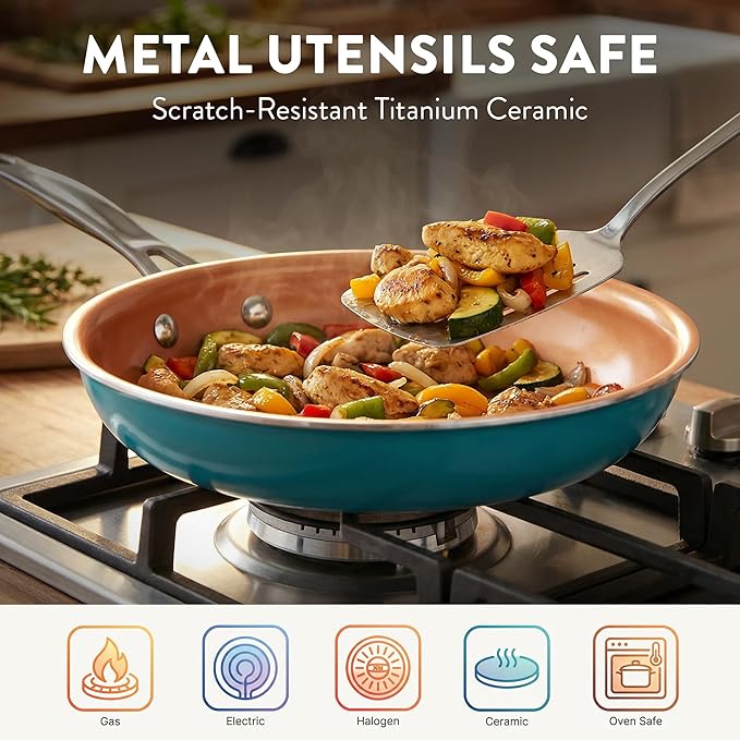 GOTHAM STEEL 20 Piece Copper Pots and Pans Set Nonstick Cookware & Ceramic - Image 4