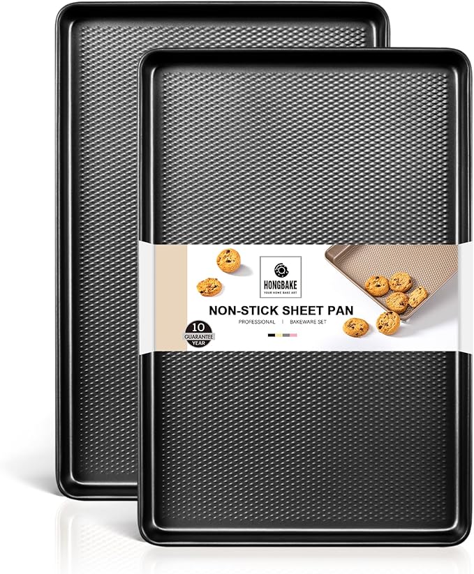 HONGBAKE 2 Pack Half Sheet Pan Set, 1/2 Cookie Sheets by HONGBAKE