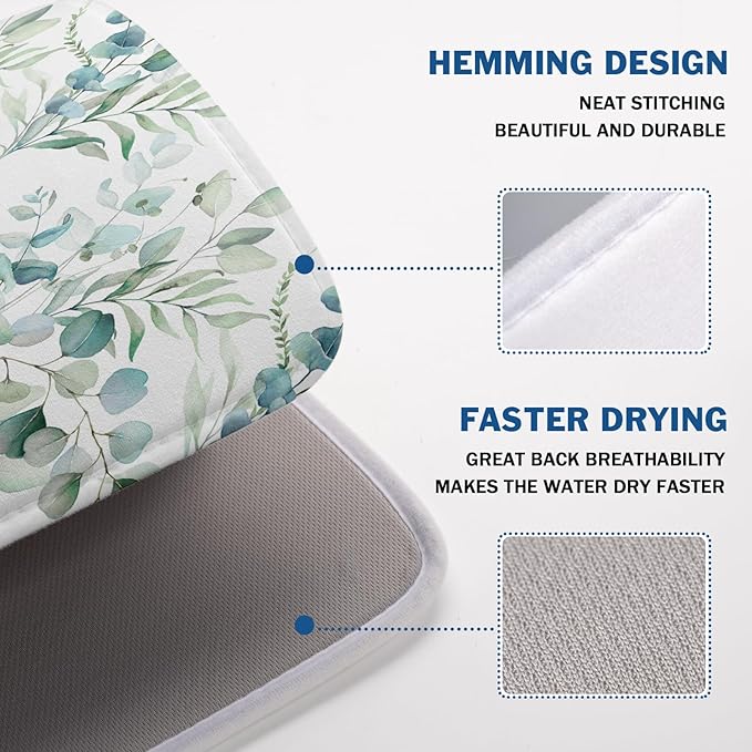 Watercolor Sage Leaves Dish Drying Mats - Image 4