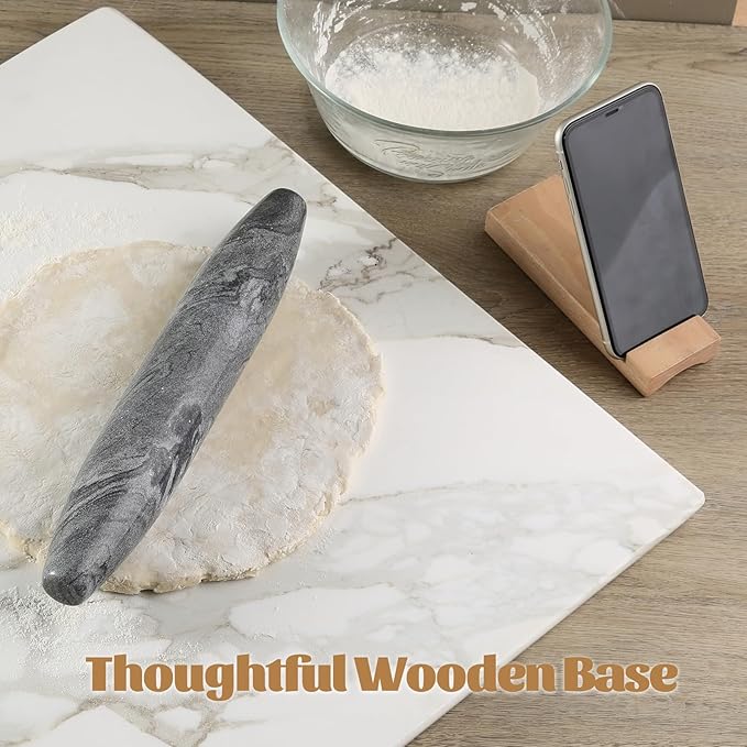 Koville African Natural Grey Marble French Rolling Pin, 12inch Non-Stick - Image 6