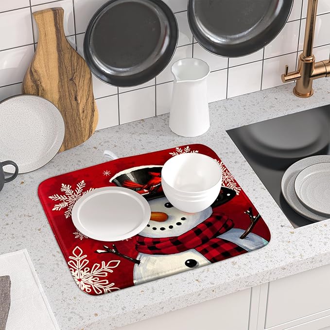 Christmas Snowman Dish Drying Mat - Image 6