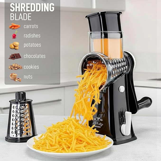 Zulay Kitchen Rotary Cheese Grater 5 Blade Cheese Shredder - Image 3