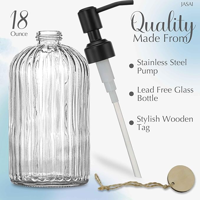 JASAI 18Oz Simple Glass Soap Dispenser - Image 2