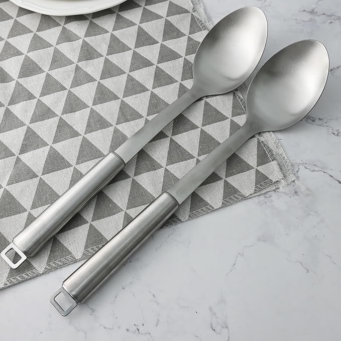 18/0 Stainless Steel Cooking Spoons Set, Serving Spoon & Slotted Spoon - Image 6