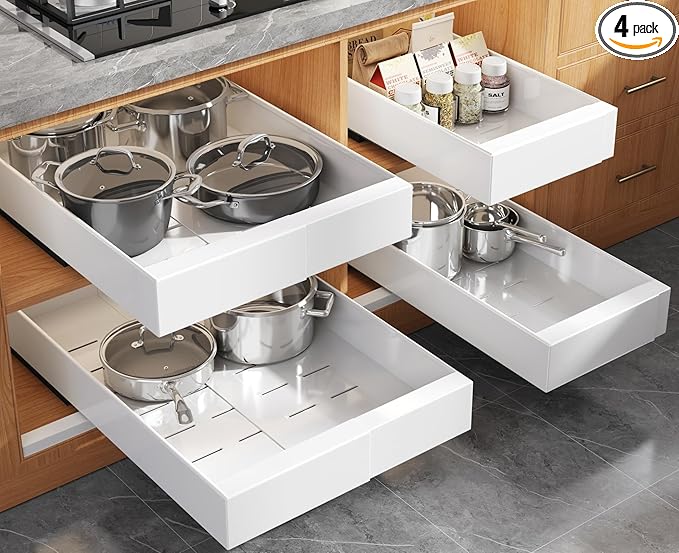 Seinloes 4 Pack Expandable Pull Out Cabinet Organizer 21" Deep by Seinloes