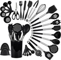 QMVESS Silicone Cooking Utensils Set, 446°F Heat Resistant Spatula, Spoons Set by QMVESS