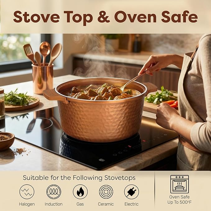 Gotham Steel Hammered 5 Qt Lightweight Dutch Oven Pot - Image 7
