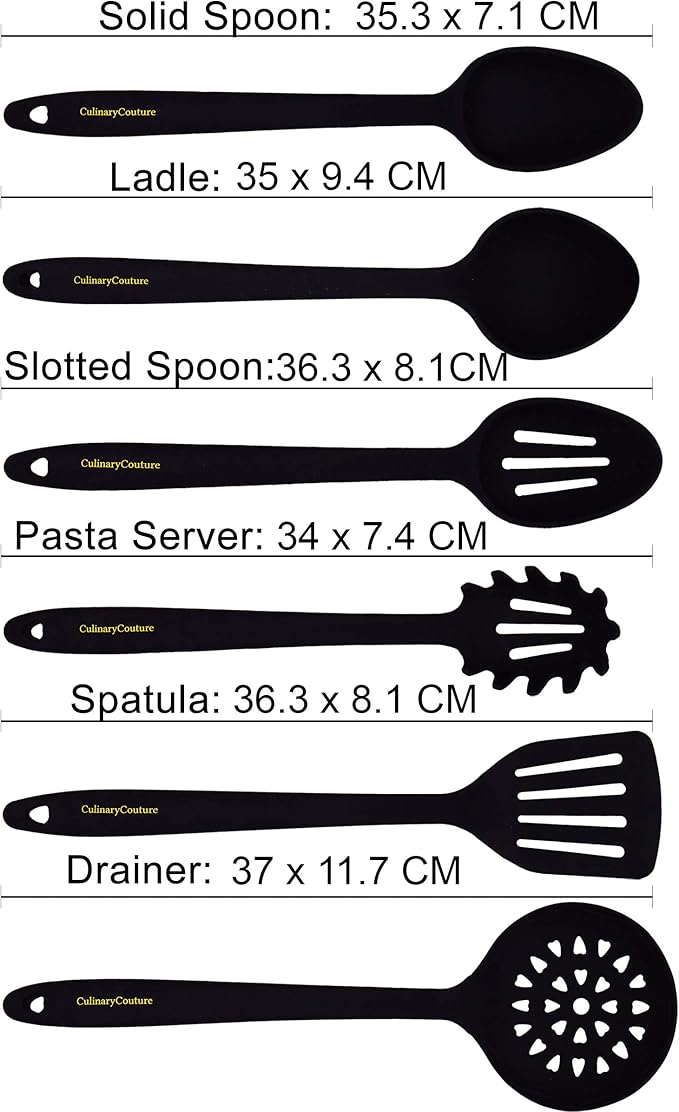 Culinary Couture Black Silicone Kitchen Utensils Set of 6, Non-Stick - Image 8