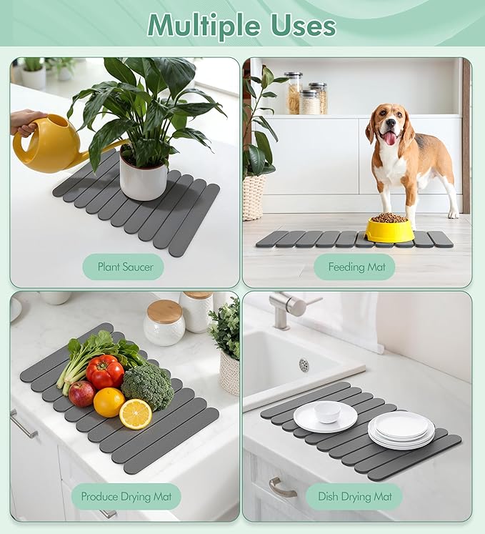 Large Stone Dish Drying Mat for Kitchen Counter, Quick Dry Diatomaceous Earth - Image 7