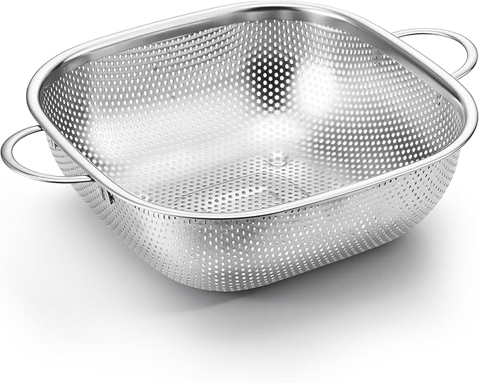 E-far 4QT Square Stainless Steel Colander by E-far
