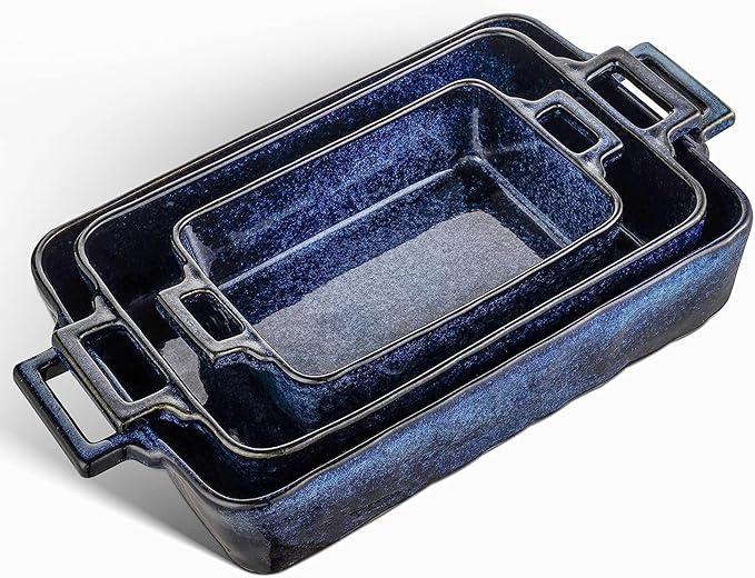 VICRAYS Ceramic Bakeware Set, Porcelain Rectangular Lasagna Pans Casserole Dish by VicraysCeramic