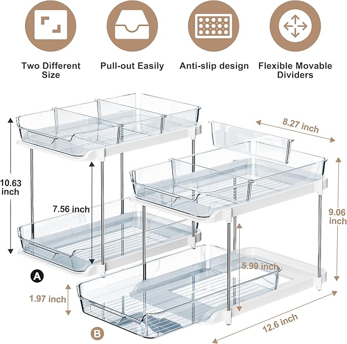 Delamu 2-Tier Multi-Purpose Bathroom Under Sink Organizers and Storage - Image 2