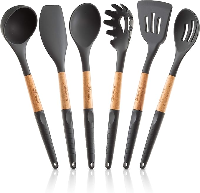 Silicone Cooking Utensils Set 6 Piece – Heat Resistant up to 480°F, BPA Free & by cookward