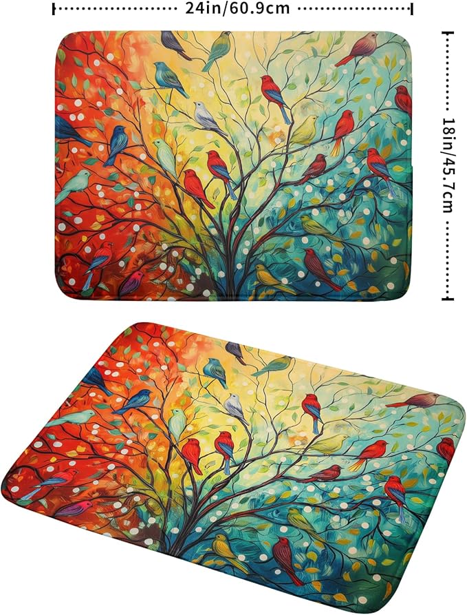 Spring Summer Floral Birds Dish Drying Mat - Image 2