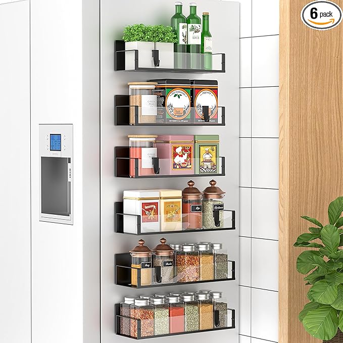 HuggieGems 6 Pack Magnetic Spice Storage Rack Organizer by HuggieGems