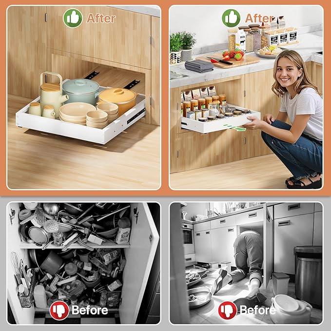 2 Pack Pull out Cabinet Organizer, Width Depth, - Image 7