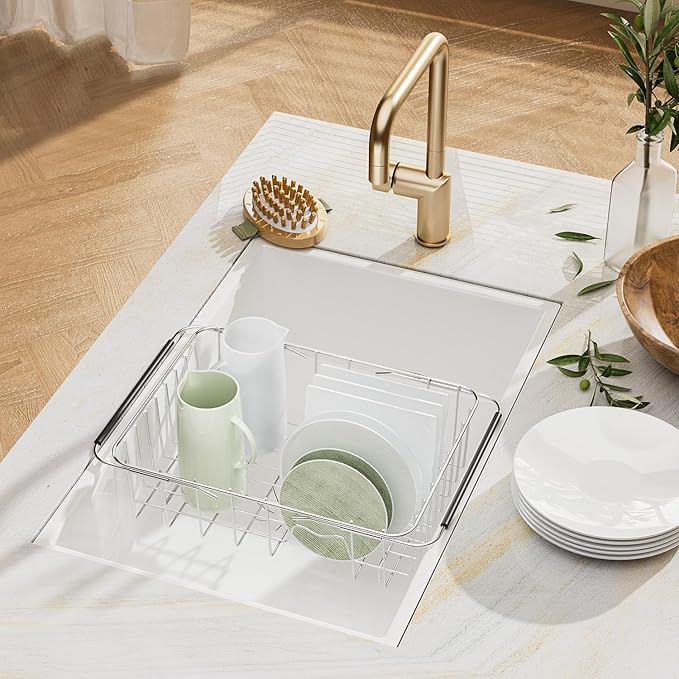 JAQ Over Sink Dish Drying Rack, Expandable 14.96"–22.44" Adjustable Dish Rack - Image 5