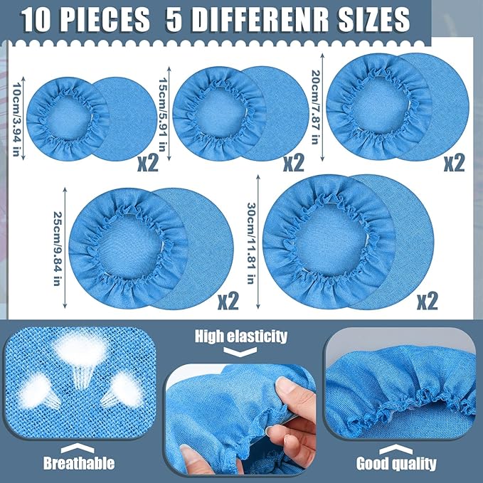 Patelai 10 Pcs Bowl Covers Reusable in 5 Size Stretch Cloth Fabric Elastic Food - Image 6