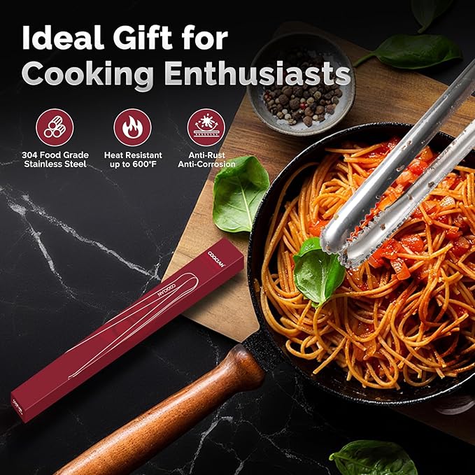 Precision Serrated Non-Slip Tips Cooking Tongs 2 Set, 18/8 Stainless Steel - Image 9