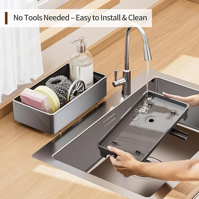 MOUKABAL Sponge Holder for Kitchen Sink – Rustproof Stainless Steel, 360° - Image 5
