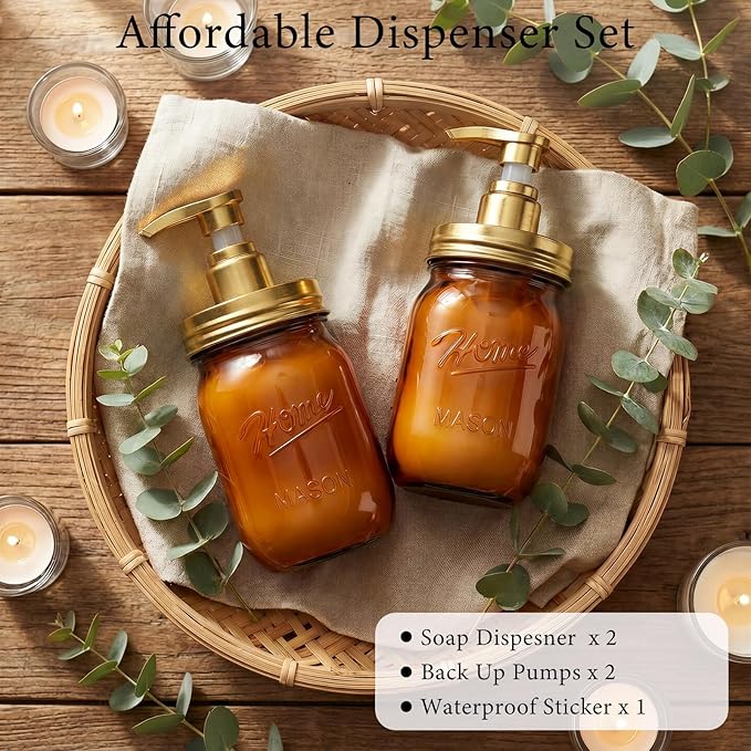 Amolliar Plastic Mason Jar Soap Dispenser - Image 7