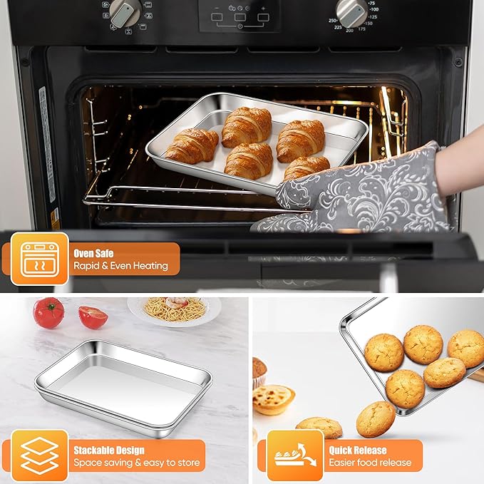 Homikit 1 Pack Baking Sheet, 9 x 7 Inches Stainless Steel Cookie Tray - Image 6