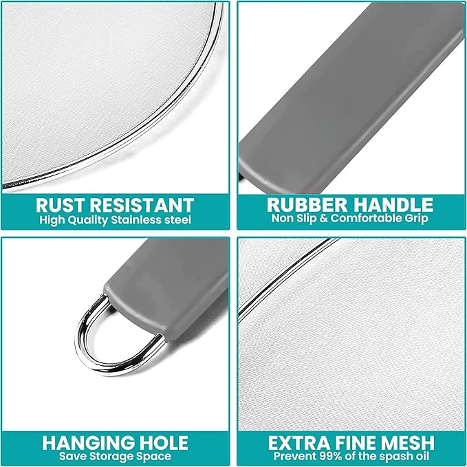 13" Grease Splatter Screen for Cooking | Stainless Steel Oil Splatter Guard and - Image 6