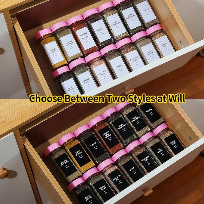24 Glass Spice Jars with Label-4oz Spice Containers with Lids and Shaker Lids - Image 6