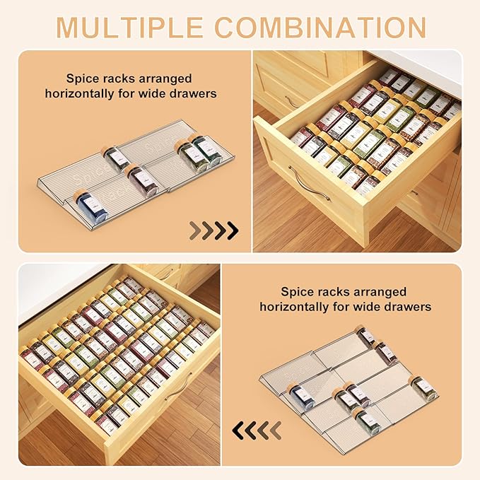 24 Spice Jars with Spice Drawer Organizer, 355 Spice Labels, 2 Pack Expandable - Image 6