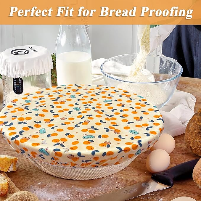 OHIYO Reusable Beeswax Bowl Covers, Elastic Cotton Cloth Sourdough Bread Cover - Image 5